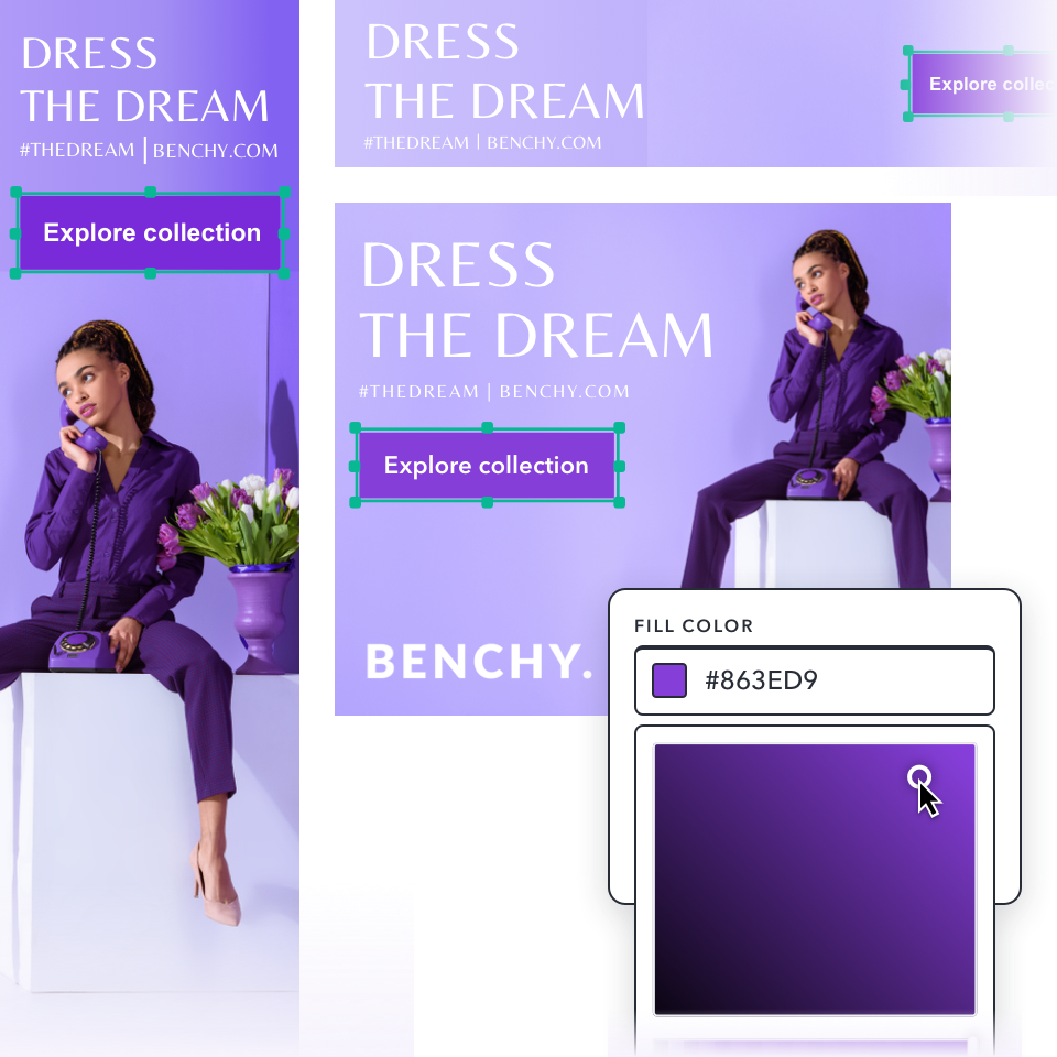 With Bannerwise, you can edit all creatives in your ad set simultaneously.
